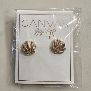 Canvas style seashell earrings